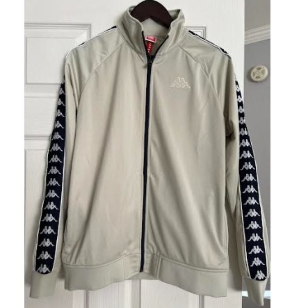 NEW Kappa 222 Banda Anniston Slim Fit Jacket. White Bone - Blue Navy Size Large